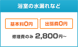 浴室の水漏れなど